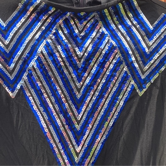 Ashley Stewart Black Long Sleeve with Blue Sequin Design 14/16 - Picture 3 of 8